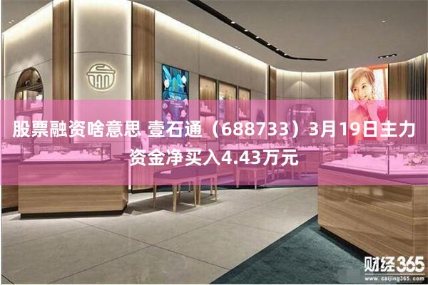股票融资啥意思 壹石通（688733）3月19日主力资金净买入4.43万元